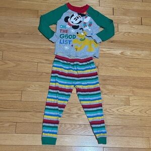 Disney Green and Gray Pajama Set with Stripes
